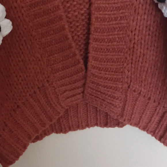 Maeve Anthropologie Chunky 3D Floral Knit Cardigan Sweater OS Boho Oversized - Picture 10 of 16